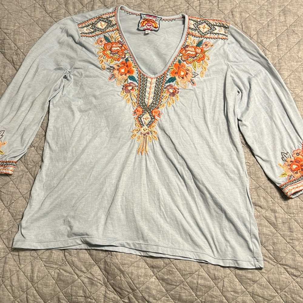 Johnny was light blue with embroidery